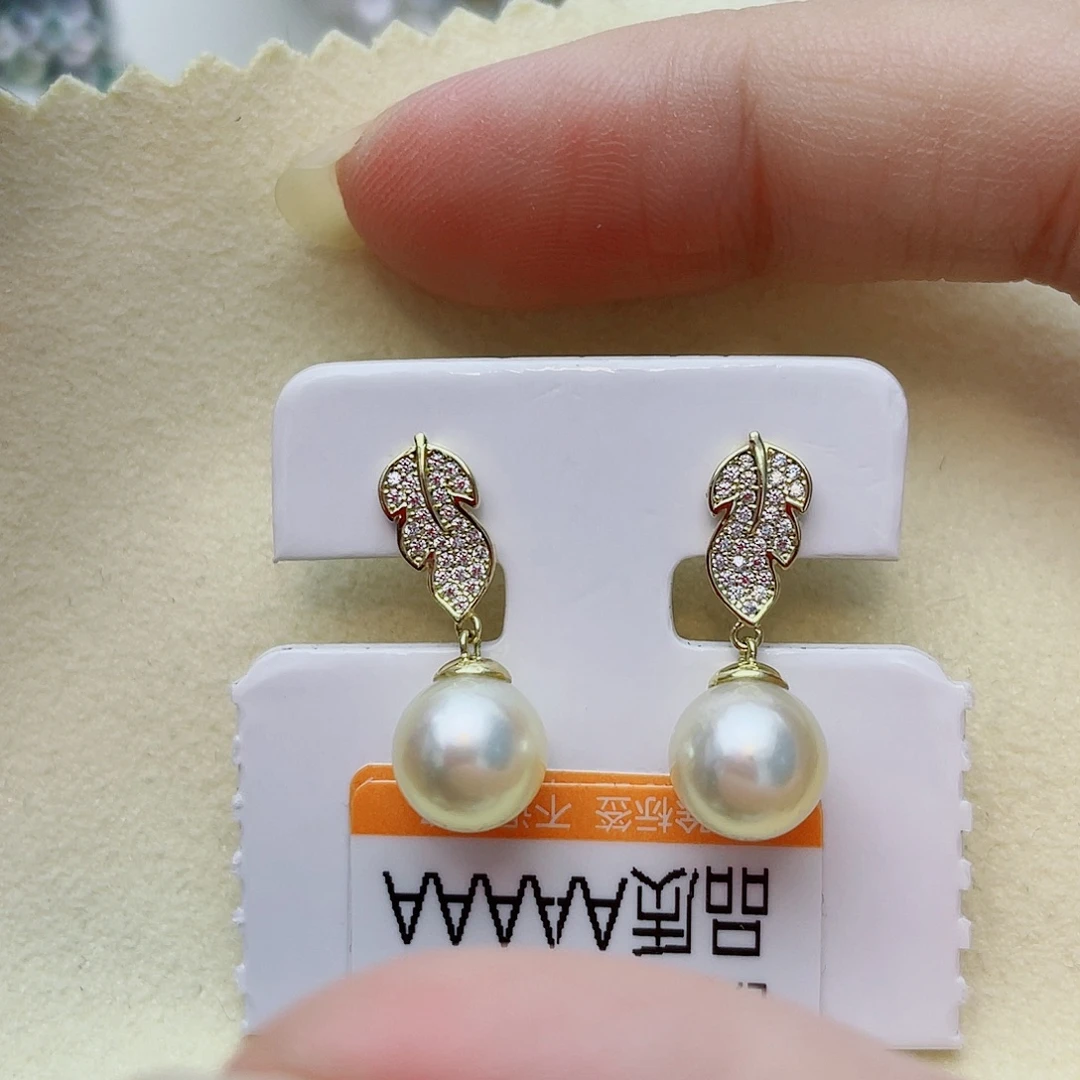 银S925镶嵌海水珍珠耳饰w49