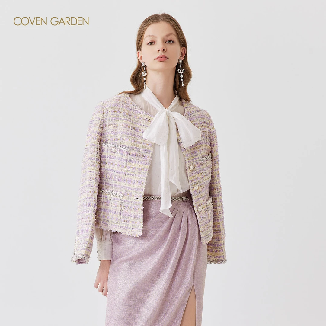 【达人专属】哥文花园小香风编织外套千金范女CLA1344090