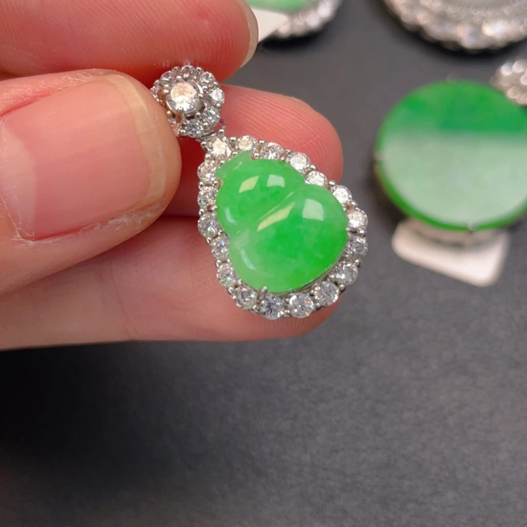 翡翠银S925镶嵌吊坠(不含链)