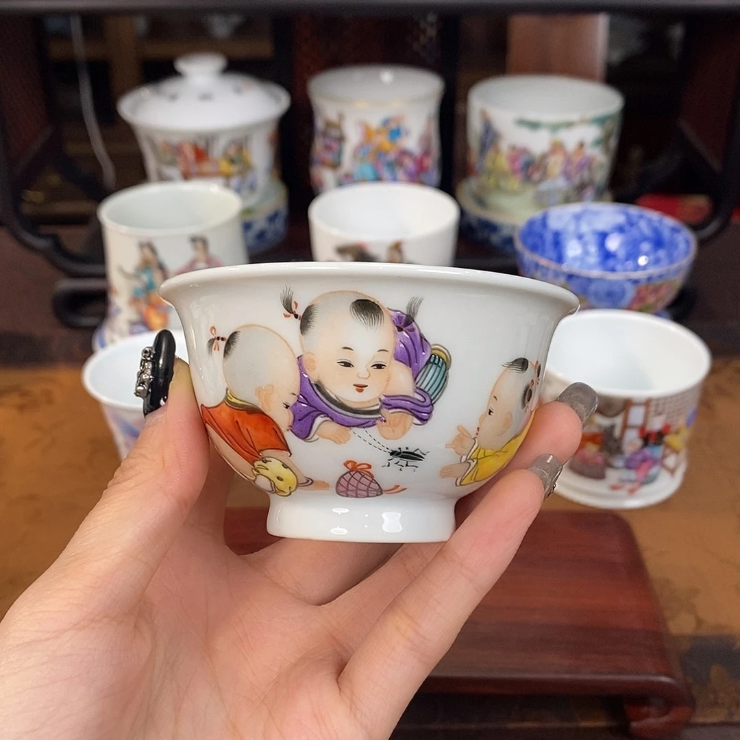 光***z景德镇全手工手绘陶瓷三子杯590