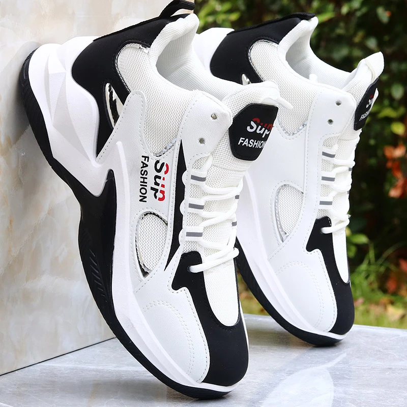 高帮运动鞋男春秋款透气网面休闲鞋防臭防滑旅游鞋轻便耐磨潮鞋子