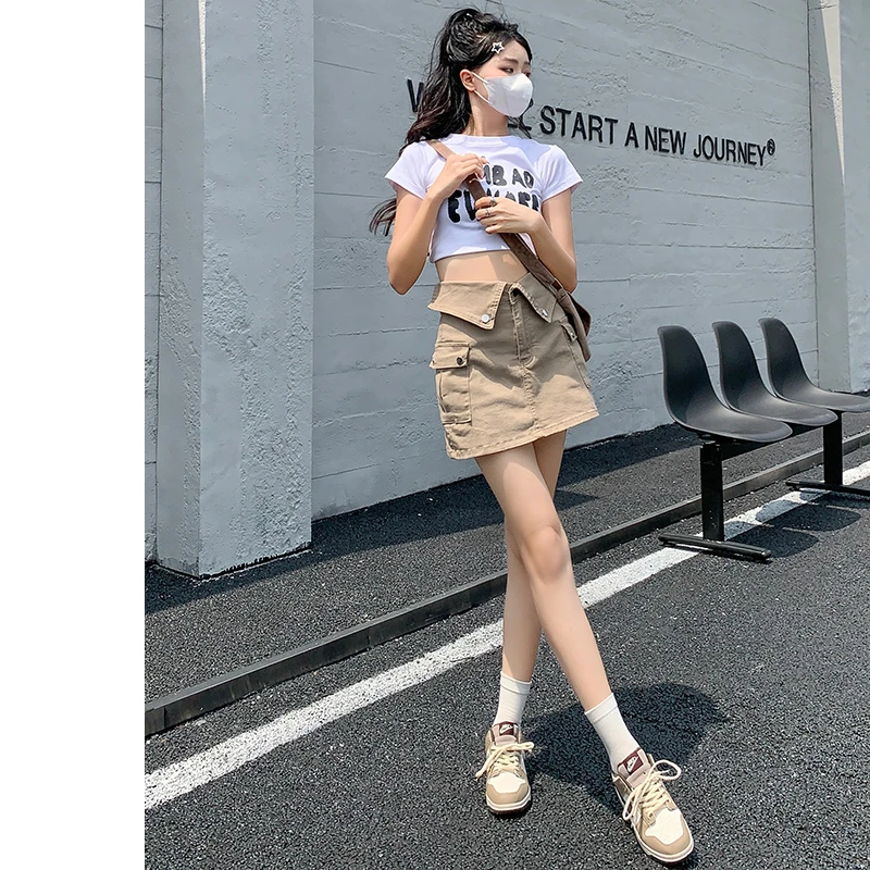 复古美式翻边工装短裙女2025年夏季薄款牛仔裤女款爆款网红牛仔裤