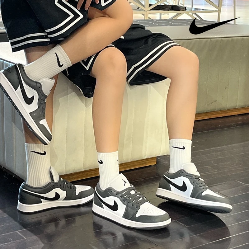 NIKE/耐克男女同款灰色复古低帮运动复古篮球鞋换证学生百搭潮流