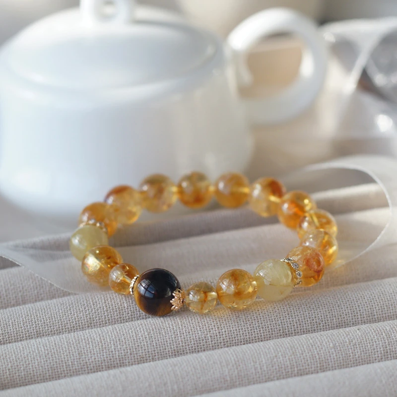 天然水晶黄塔晶转运招米米能量手串本命年手链