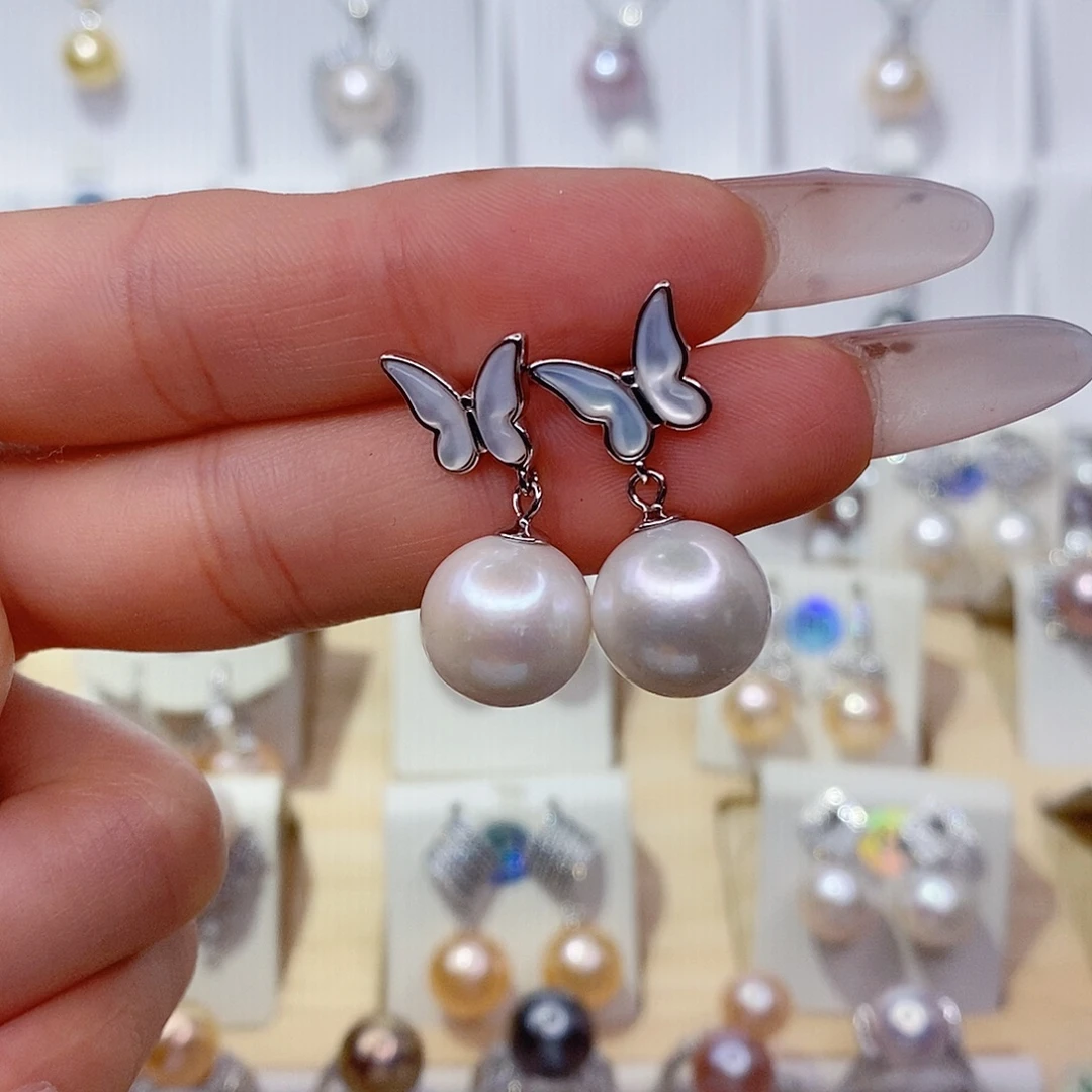 银S925镶嵌淡水珍珠耳饰12➕