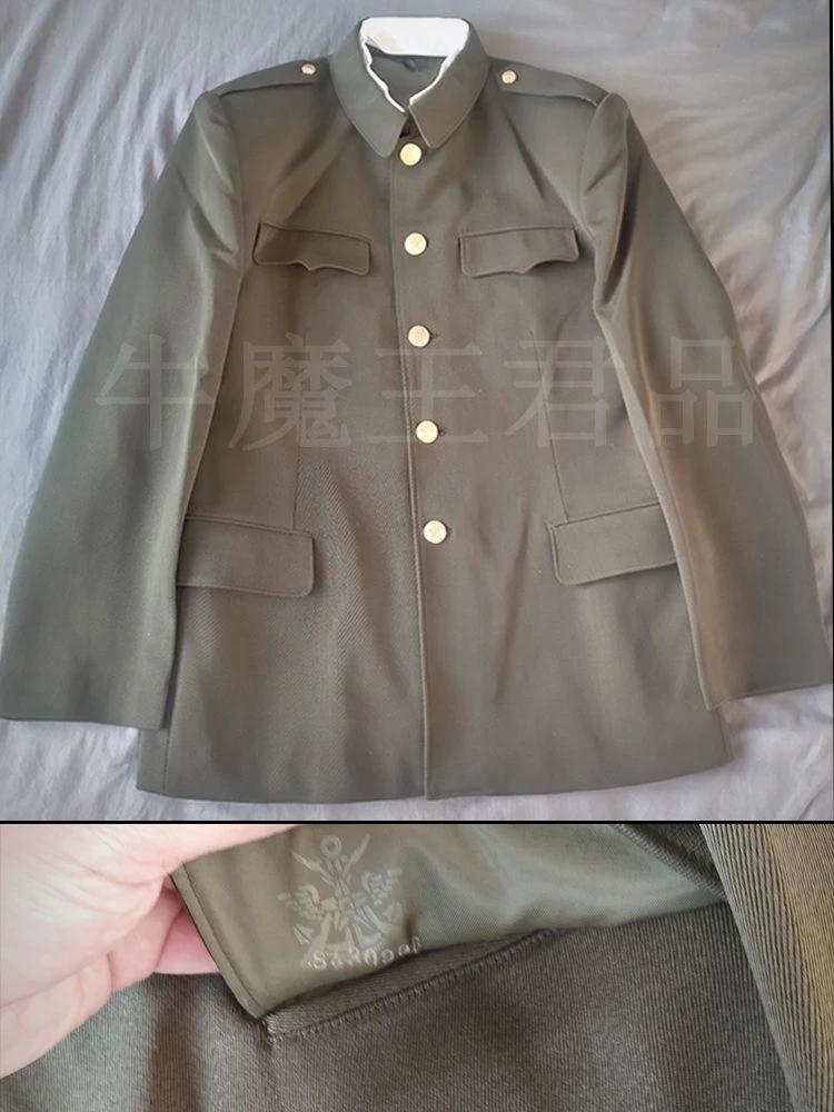 牛魔王君品中山装87马裤呢毛料冬装一套老年冬季服装黄毛料套装