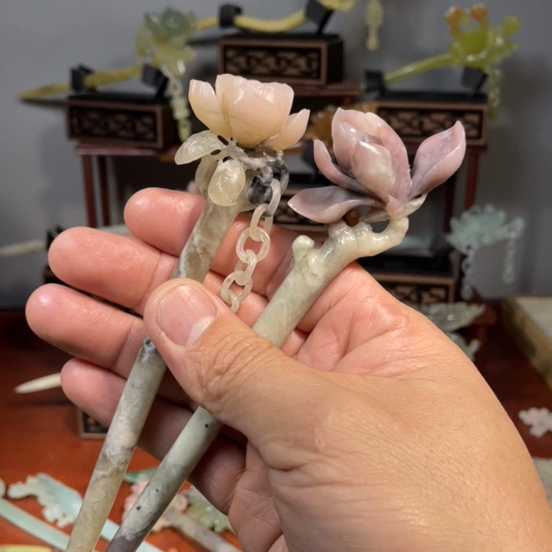 蛇纹石玉合金发饰