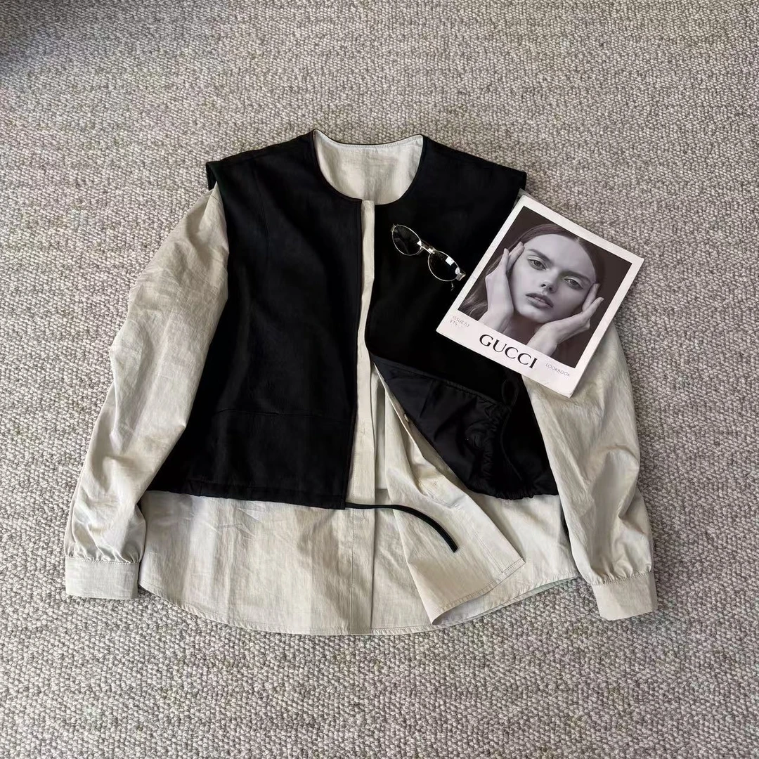 FY3566秋冬新款韩系穿搭气质显瘦长袖休闲时尚拼接外套