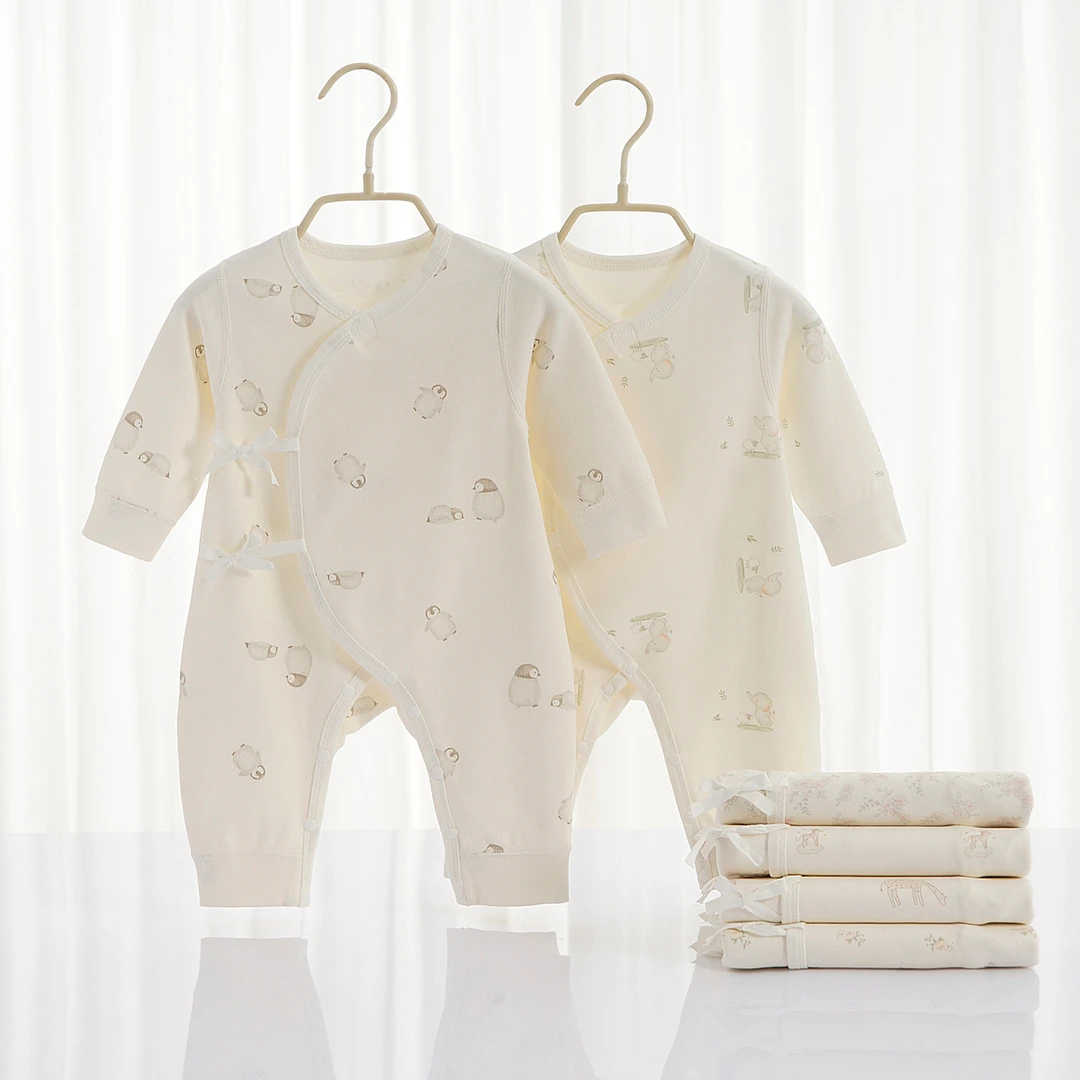 春秋季通用长袖宝宝保暖新生儿婴儿蝴蝶衣新生婴连体衣和尚服纯棉