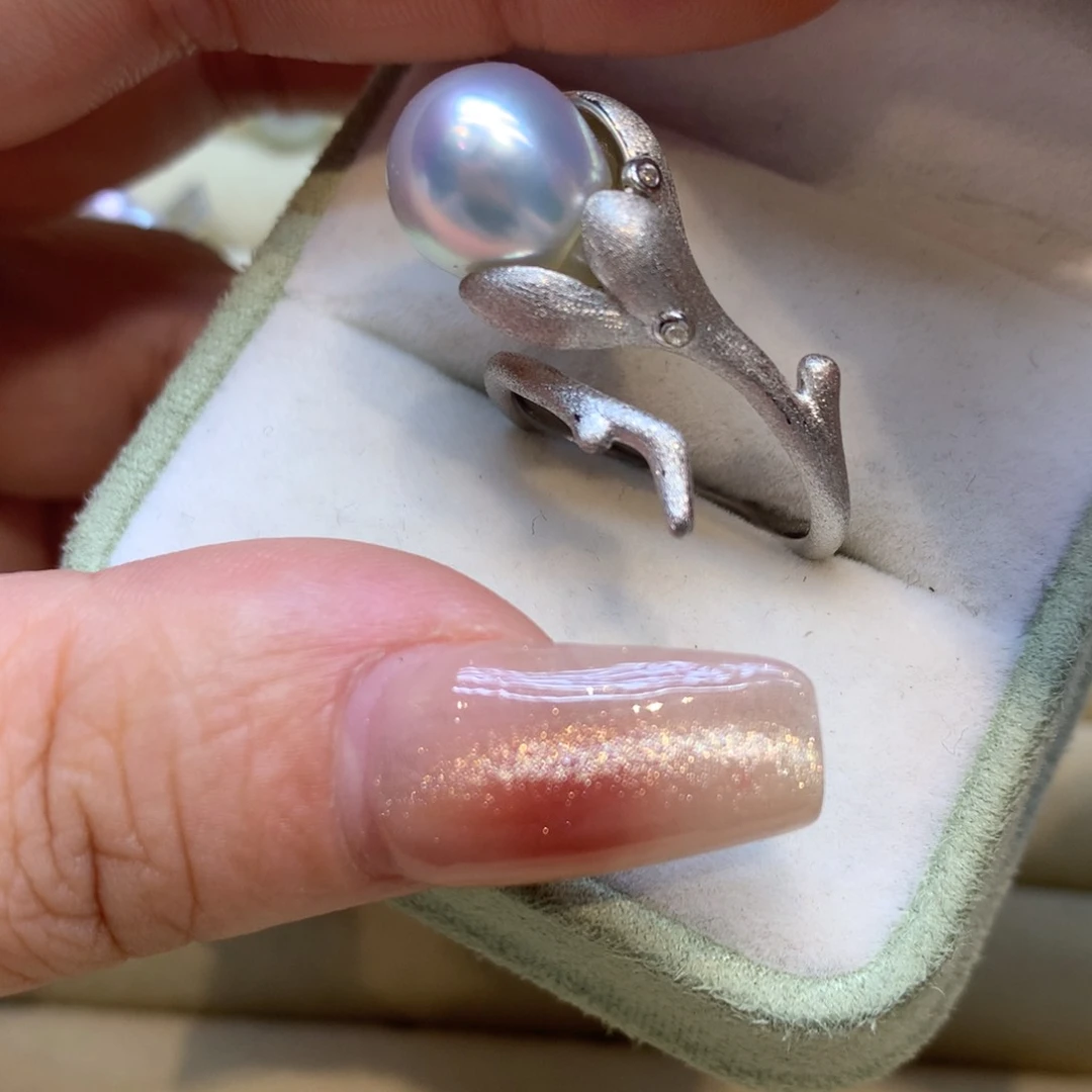 银S925镶嵌戒指海水珍珠