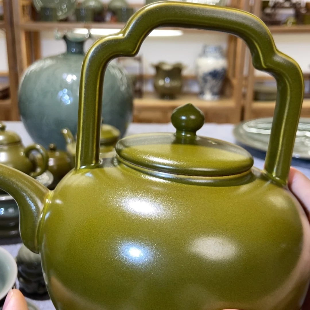 朝***律瓷片茶叶末釉大提梁壶哈哈