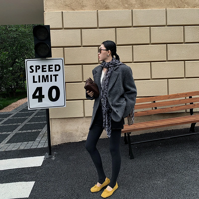 十三粥私服 肩势 绵羊毛时尚毛呢西装秋宽松廓形通勤休闲气质百搭