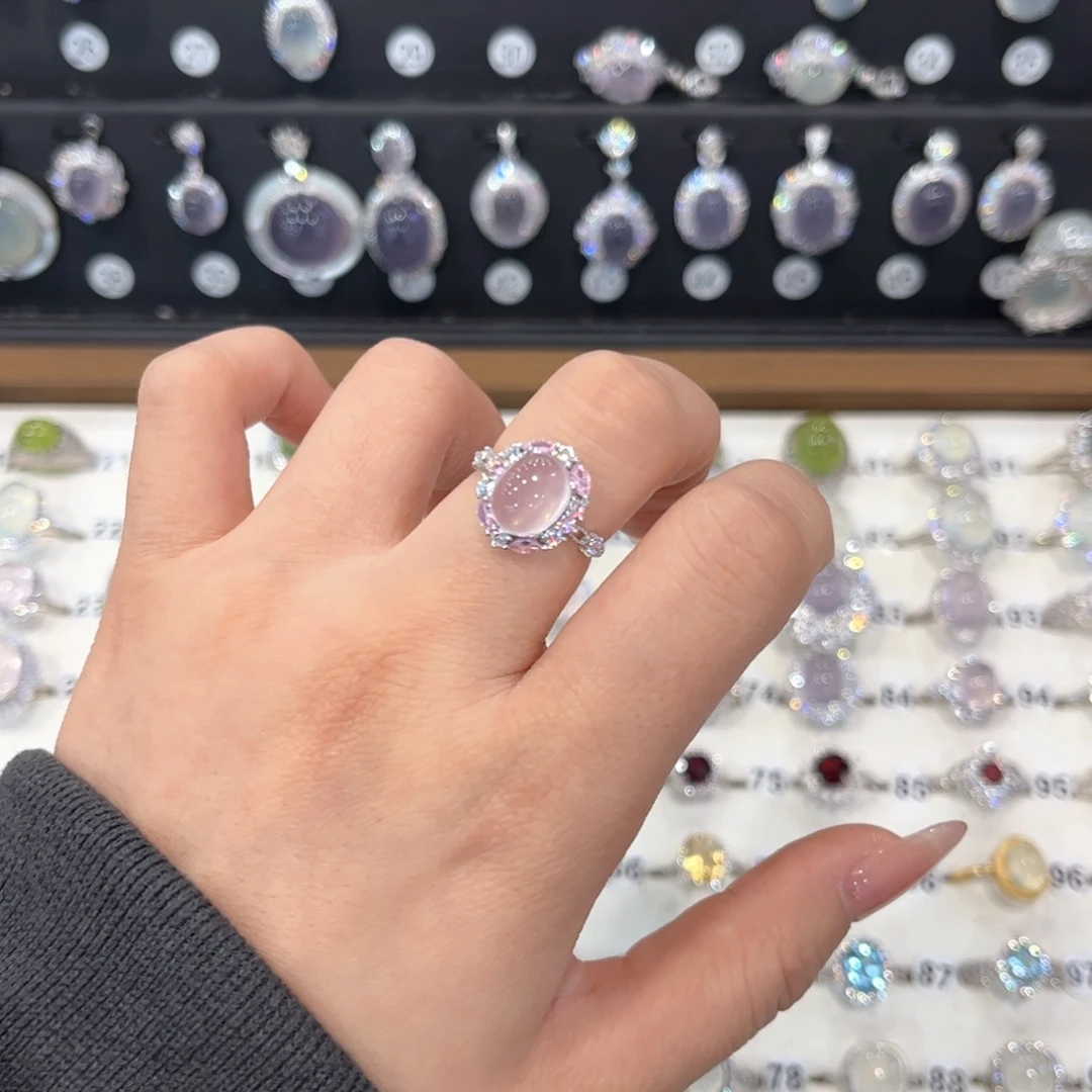 为***刚水晶戒指银S925镶嵌