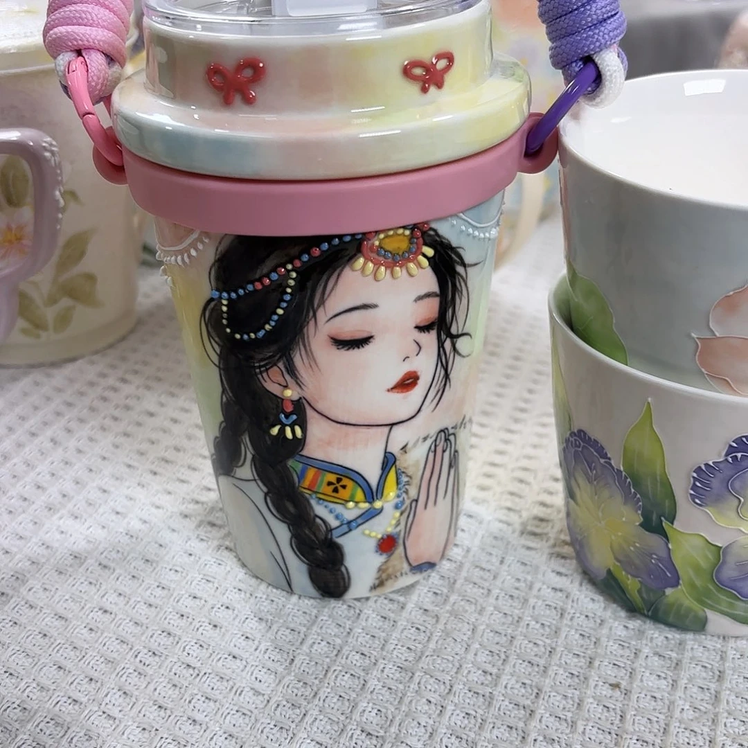 二***白手绘创意高温釉下彩陶瓷