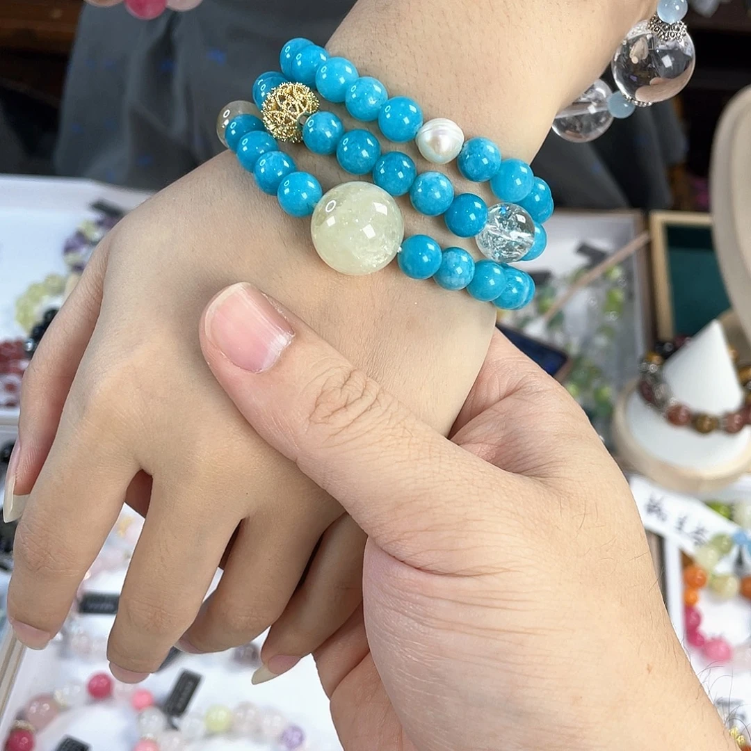 水晶手链银S925镀金镶嵌