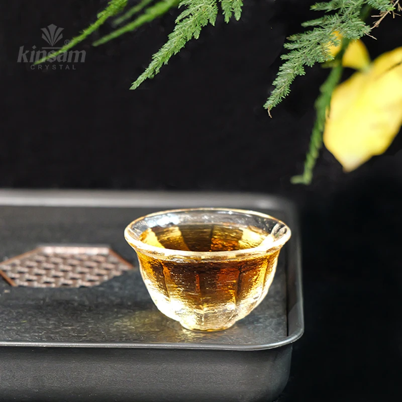 【KNIGHT水晶工坊】原矿水晶锤纹小茶杯功夫茶具透明耐热创意品茗杯