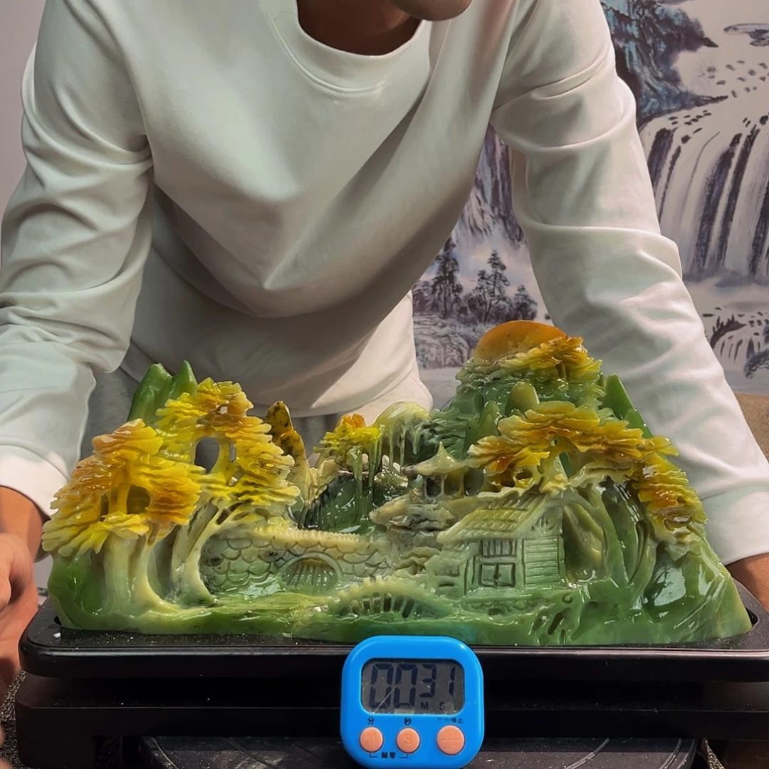 何***水玉玉摆件多色带底座