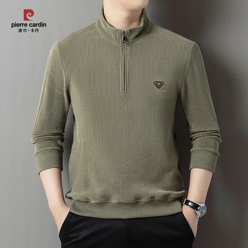 皮尔卡丹【秋季新品】轻奢高档休闲立领男士卫衣时尚宽松半拉链长袖