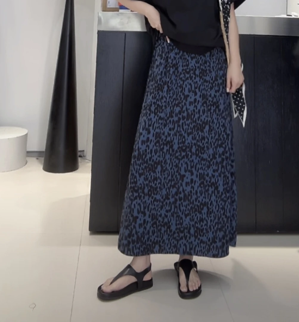 夏季复古豹纹松紧腰时尚百搭半身裙（侧边抽绳侧边抽绳侧边抽绳！）