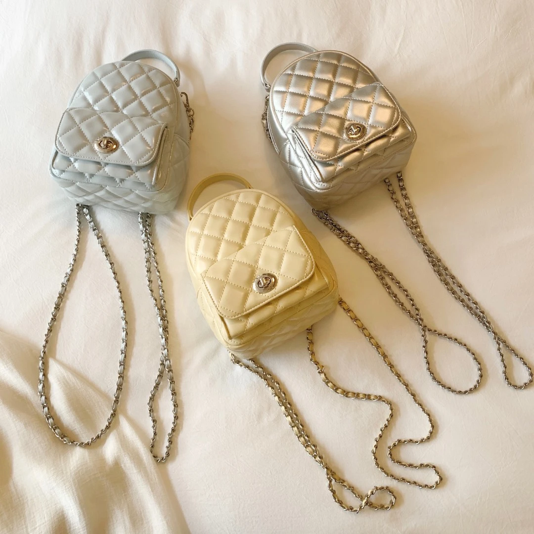 南风Chio2nd 双肩包包女2025新款链条菱格单肩斜挎小背包