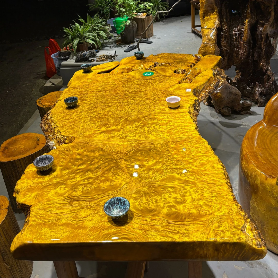 195-115-8 黄金樟根雕 爆瘤实木大板茶桌 黄金樟茶台 茶海 茶几