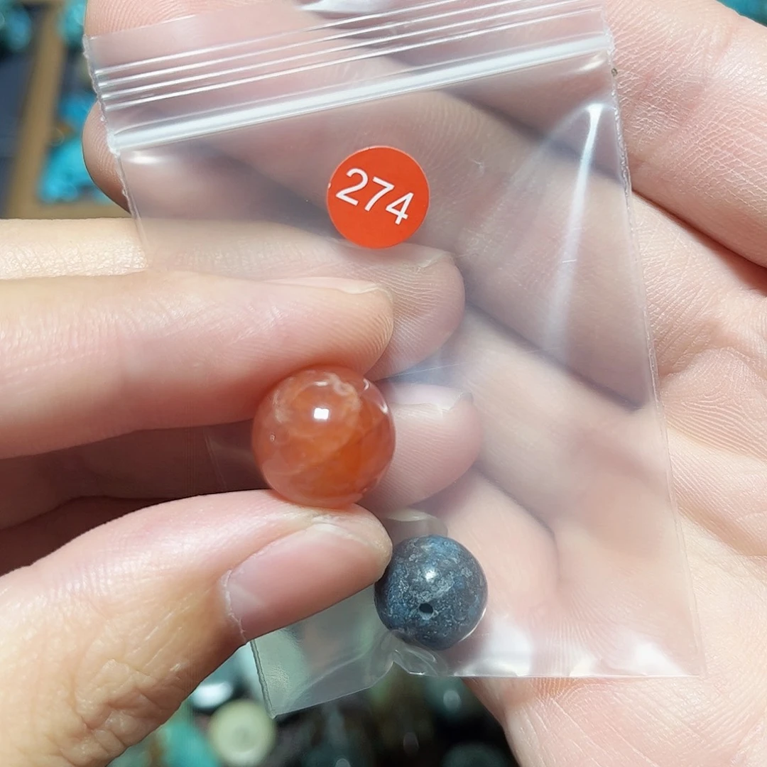 聂***北玛瑙/玉髓未镶嵌圆珠桶珠老型手串！！