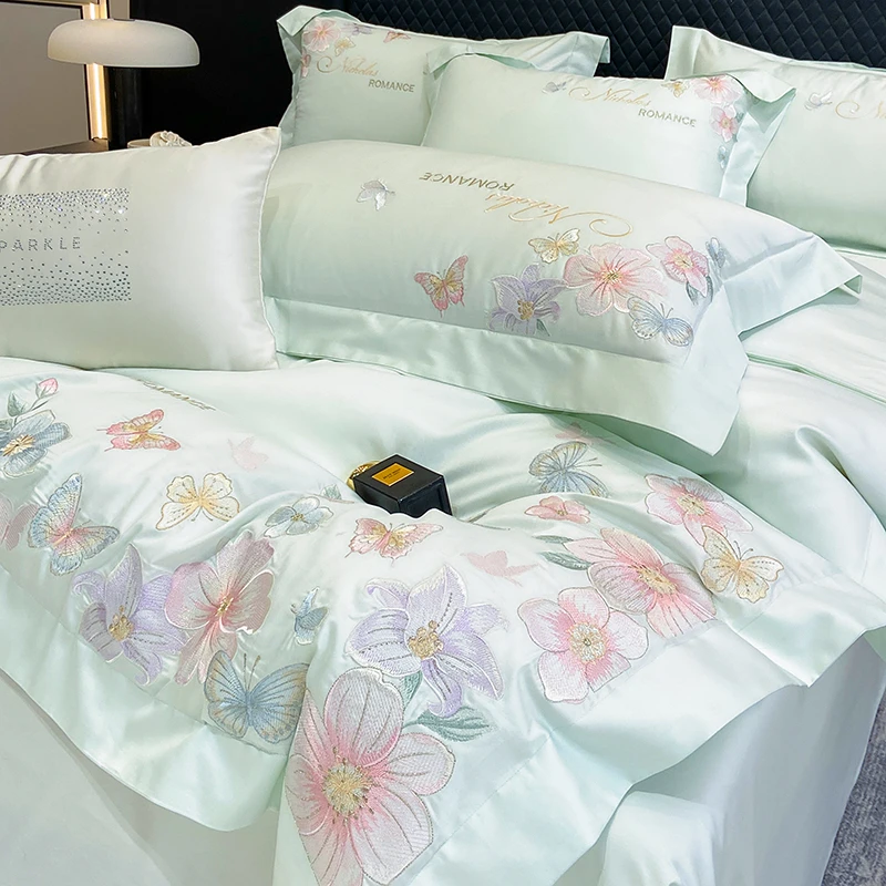 轻奢A类母婴级长绒棉四件套全棉纯棉被套床单床笠高级感床上用品