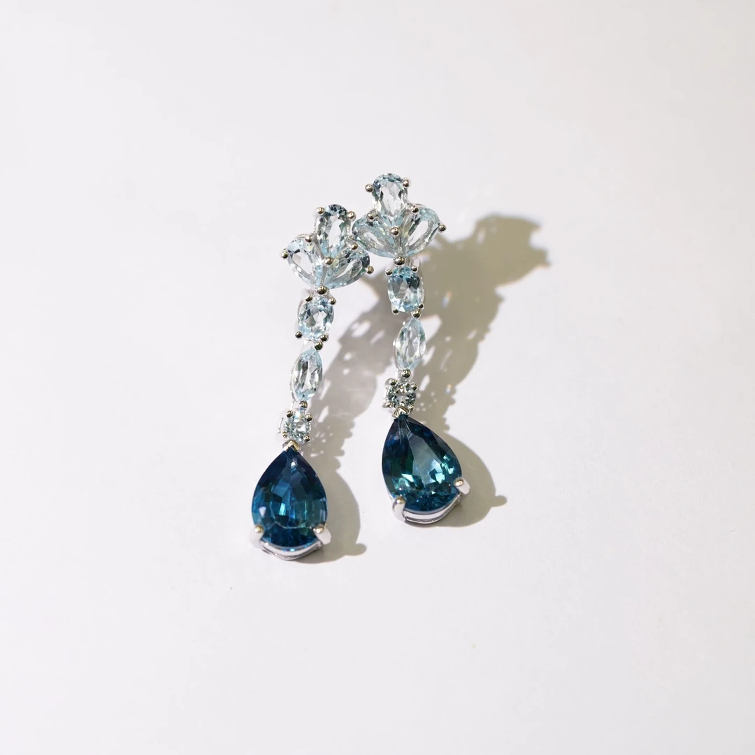 ZY-GDSTPE559-托帕石伦敦蓝耳环7*10mm*2