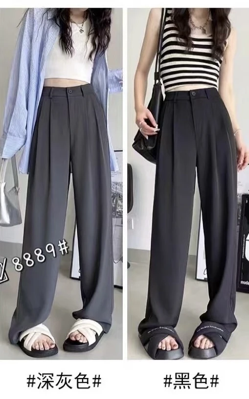 休闲裤西装裤薄款显瘦透气直筒裤小个子夏季无弹力