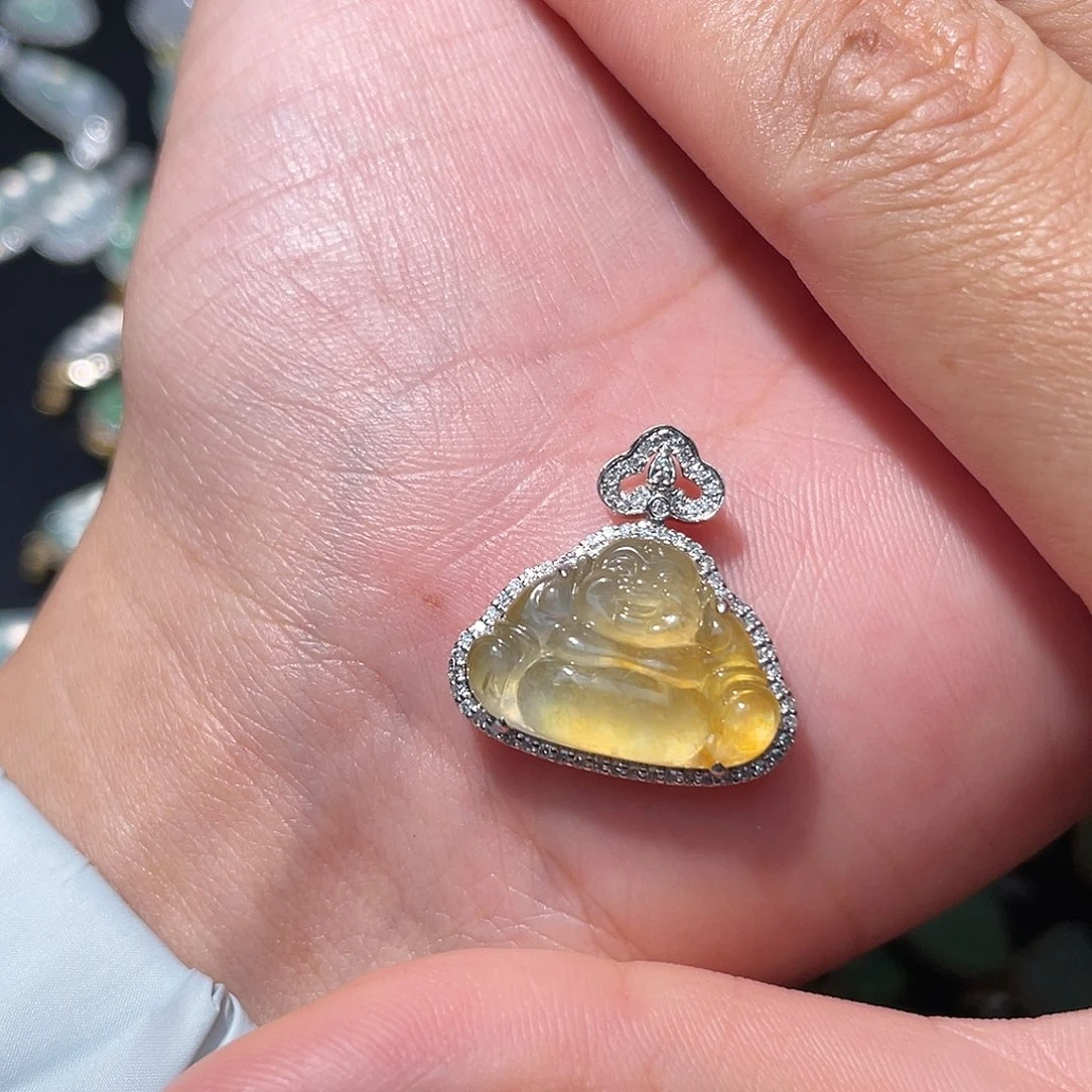 翡翠吊坠(不含链)18K金镶嵌b****g