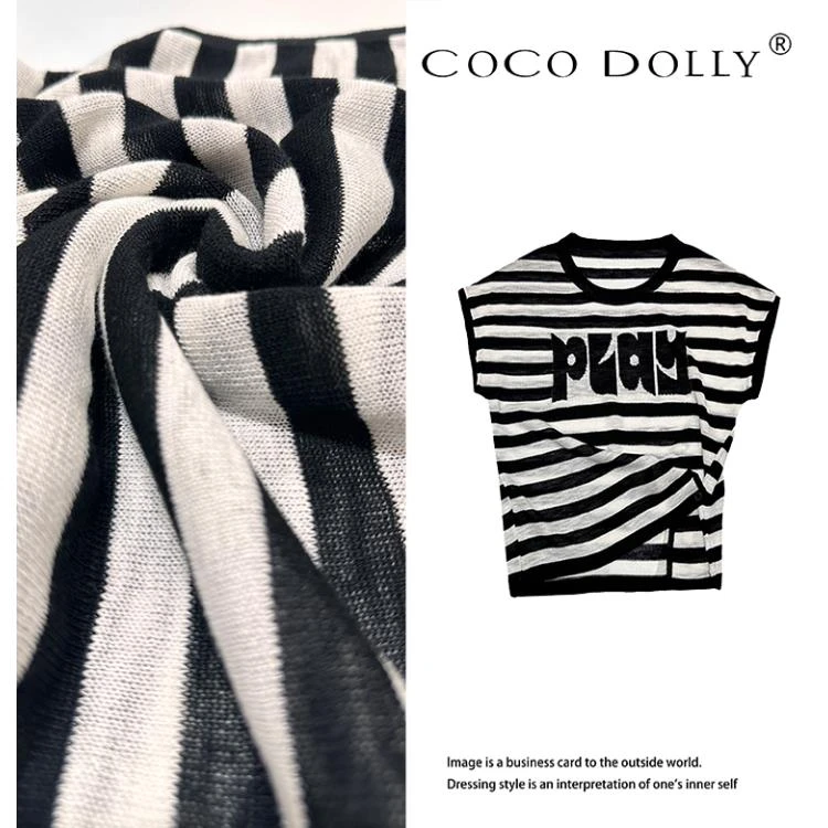 COCO DOLLY（现货）不规则短袖t恤夏季新款洋气女针织衫上衣0752