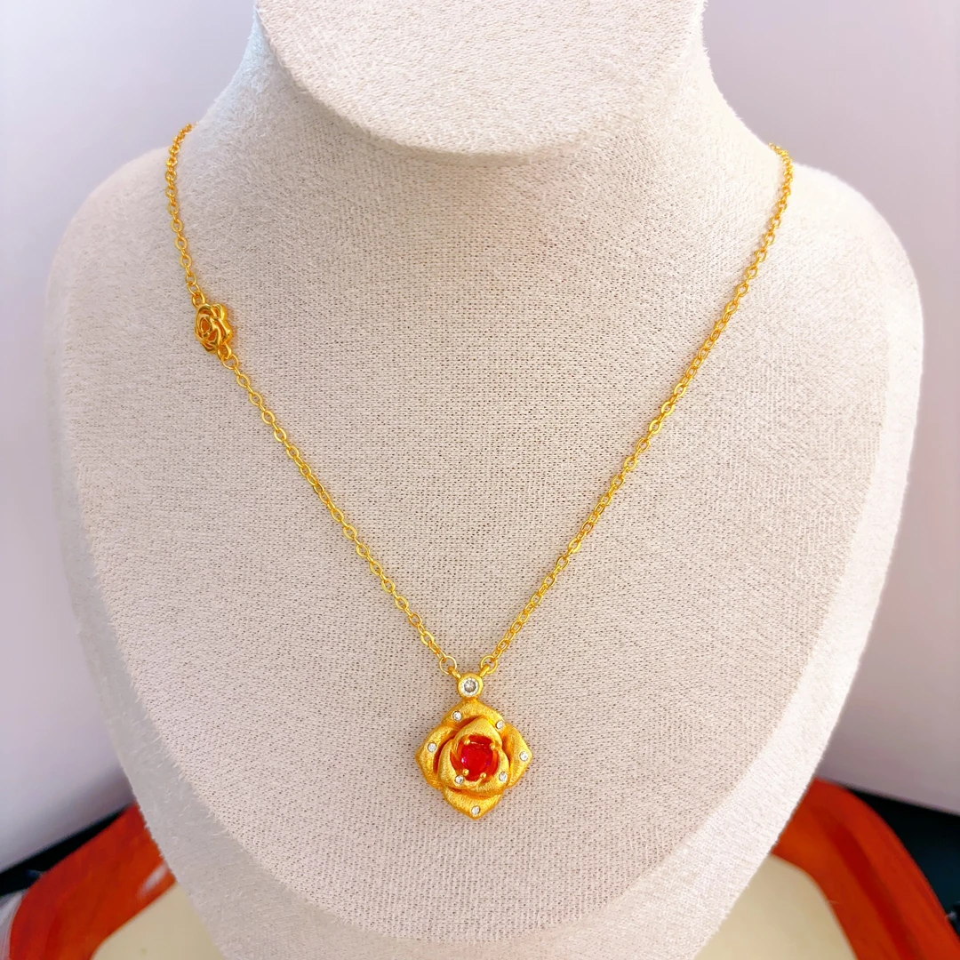 精美拉丝玫瑰花AB项链10352