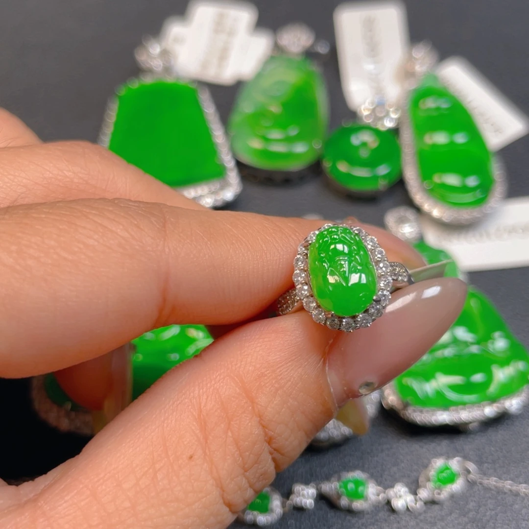 翡翠银S925镶嵌挂件