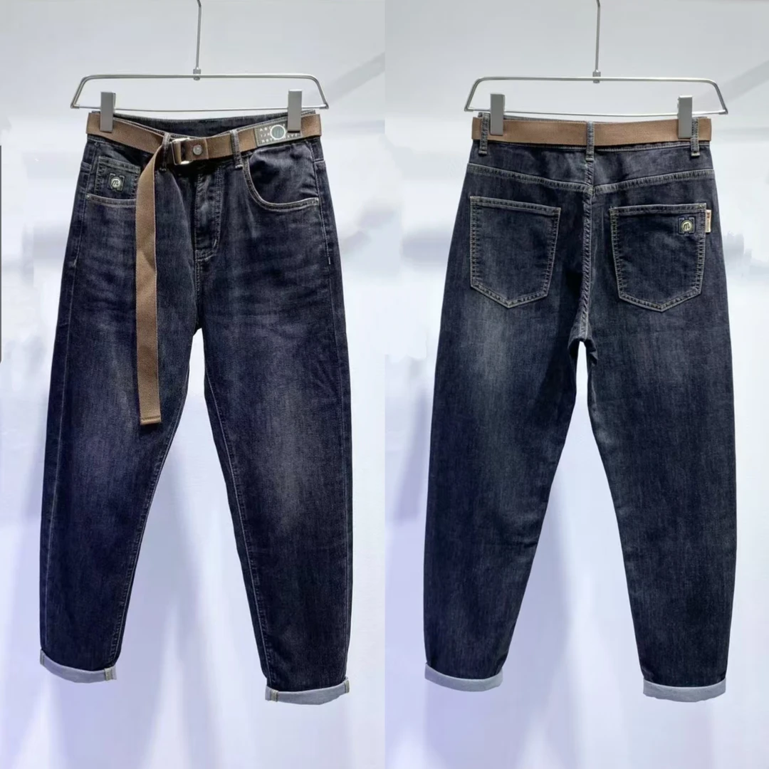 【树邦实体品质】夏季凉感透气男士时尚百搭弹力微锥小直筒牛仔长裤