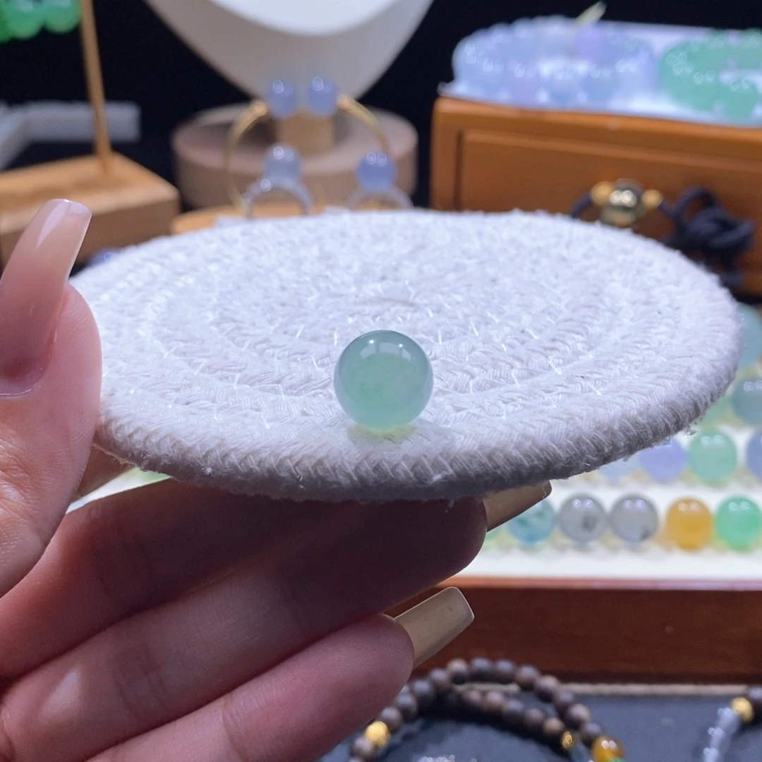 翡翠未镶嵌颈饰冰绿花珠卡12