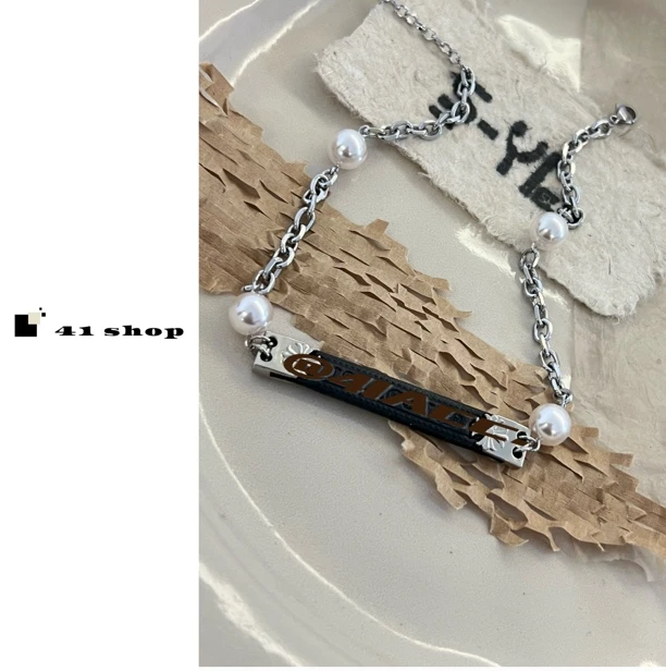 铜合金仿珍珠项链 A093 克克吊皮皮牌牌四颗珠珠经典项链