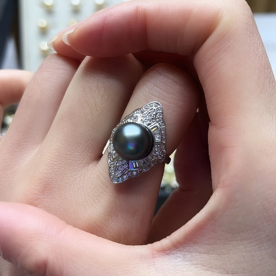 银S925镶嵌戒指海水珍珠