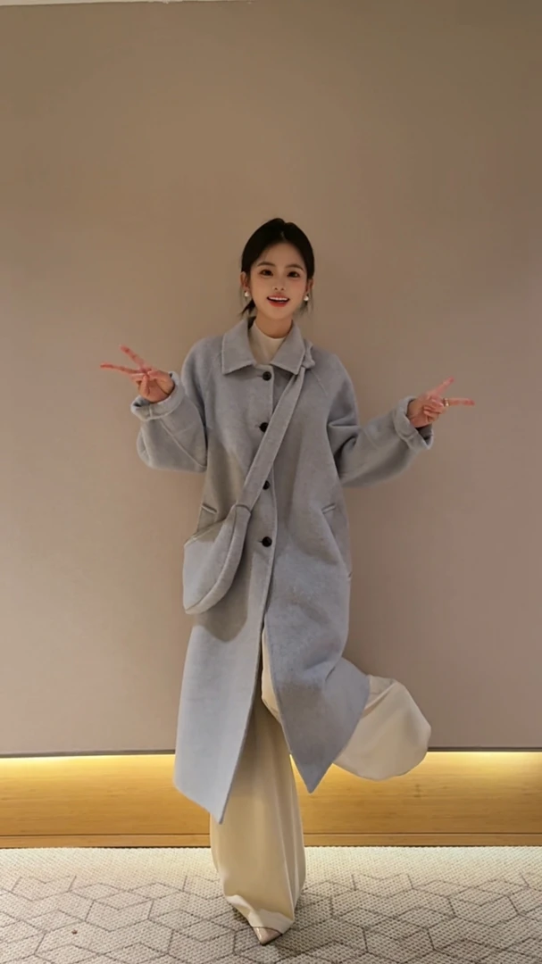 羊驼绒➕高含量绵羊毛重工毛呢外套女长款秋冬时尚双面呢气质大衣