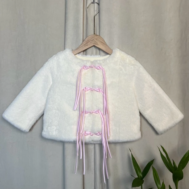 新款儿童卡通国风可爱毛绒加厚外套韩版圆领冬季时尚 国风版