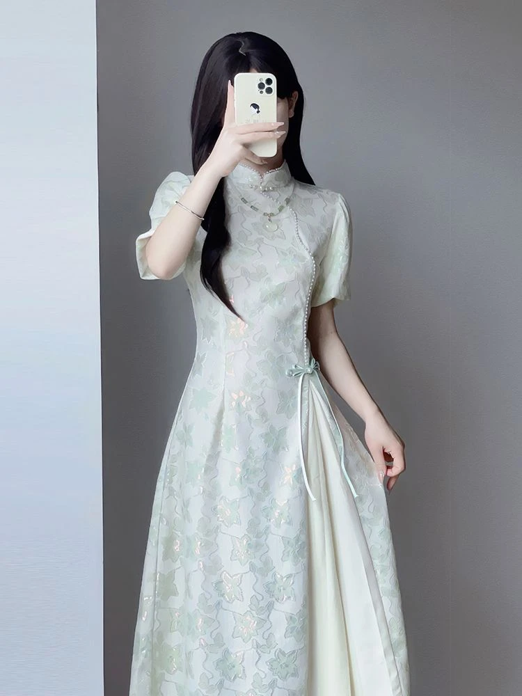 旗袍2025年春夏新款气质改良国风连衣裙新中式收腰少女日常奥黛