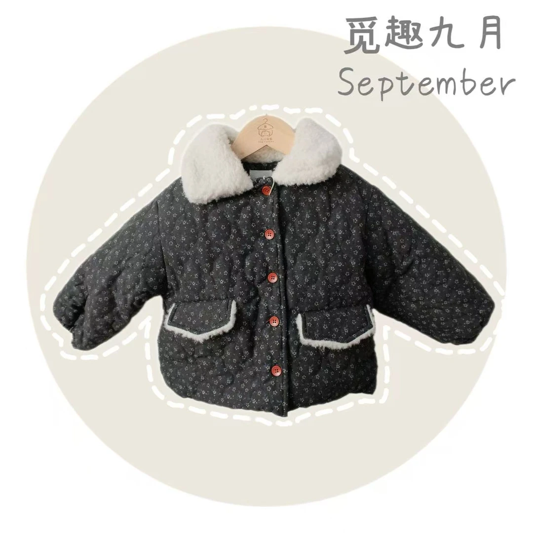 冬季女童女宝棉服翻领碎花棉袄