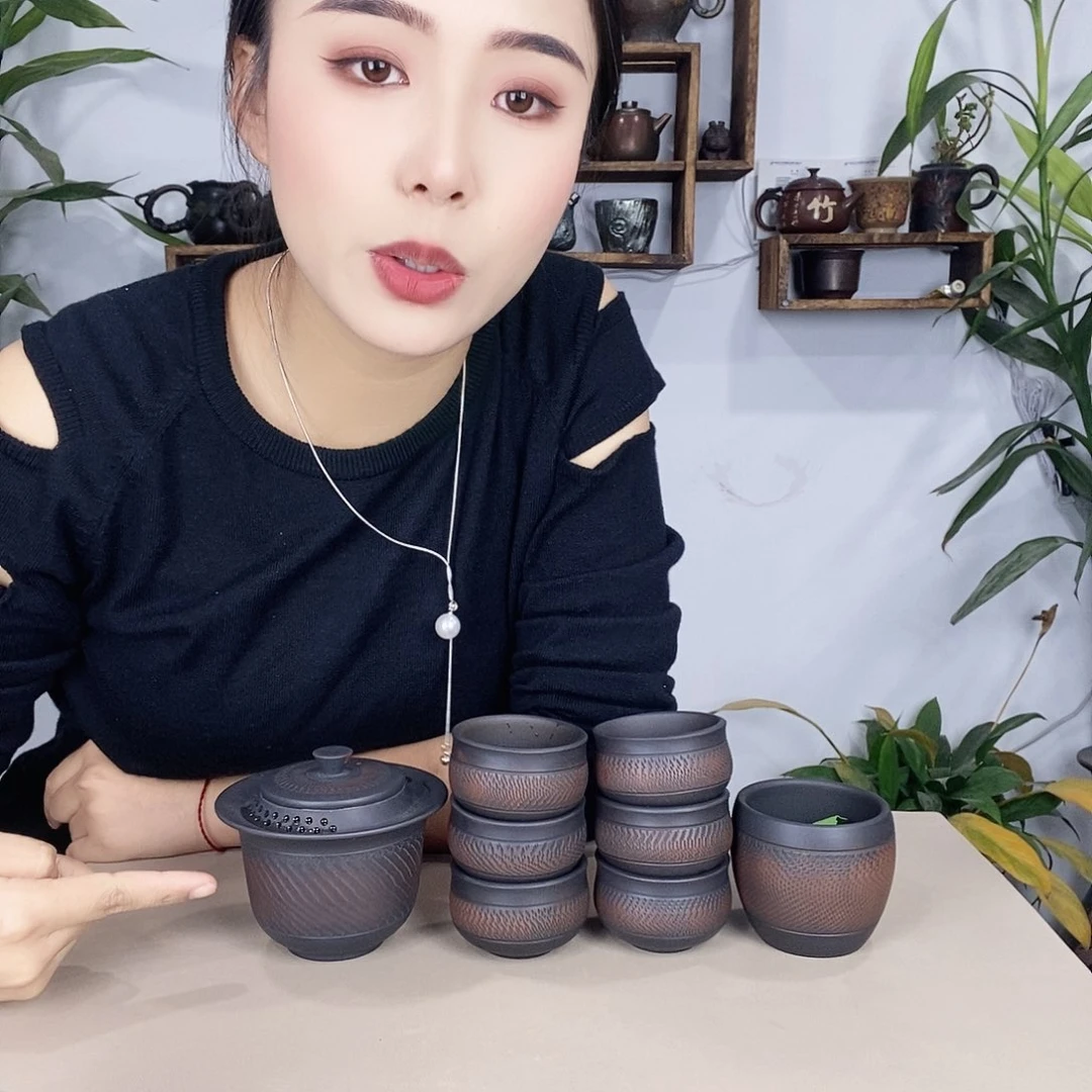 惜*建水紫陶轮回手抓一主六客