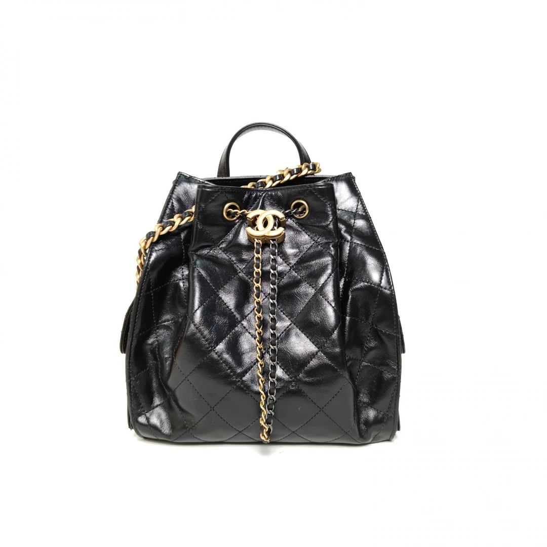 99新 Chanel/香奈儿 小花柳 25 bag 双肩包 黑色 金银扣