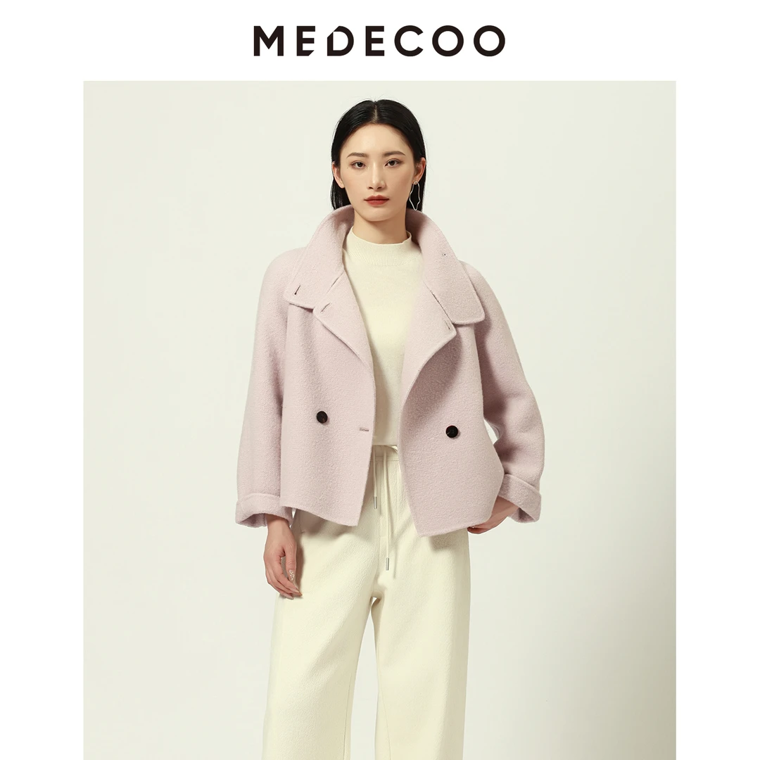 【晨粉专享价】medecoo/墨蒂珂 冬季新品 短羊毛呢大衣外套TJD20103