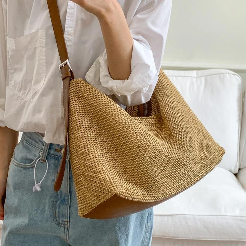 大容量草编包包女式2025新款海边度假沙滩包休闲通勤单肩斜挎大包