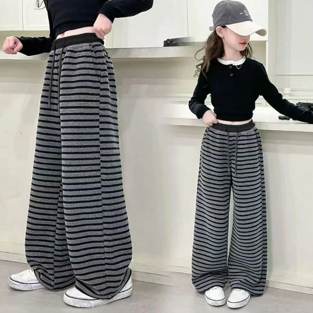 2025新款儿童休闲裤中大童宝宝潮流时尚女童阔腿裤春季孩子学生裤