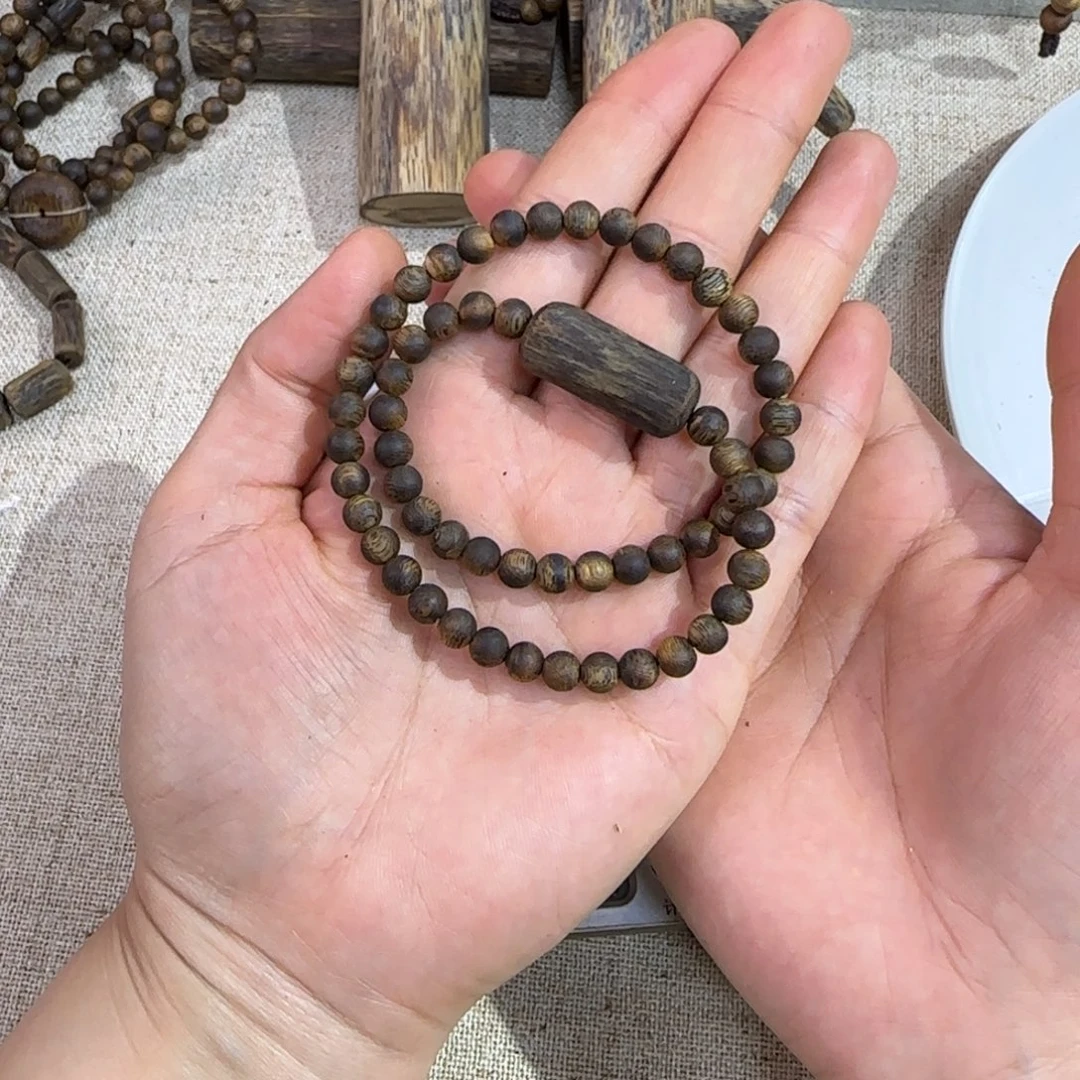 今***溪手串沉香奇楠沉香DIY手串6mm双圈