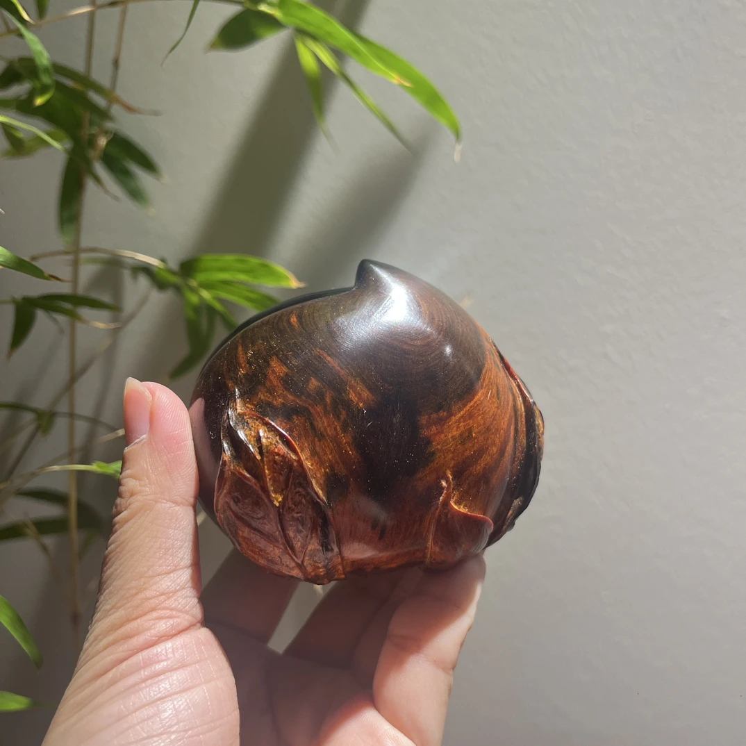 大红酸枝寿桃纯手工木雕手把件小摆件【一物一拍】
