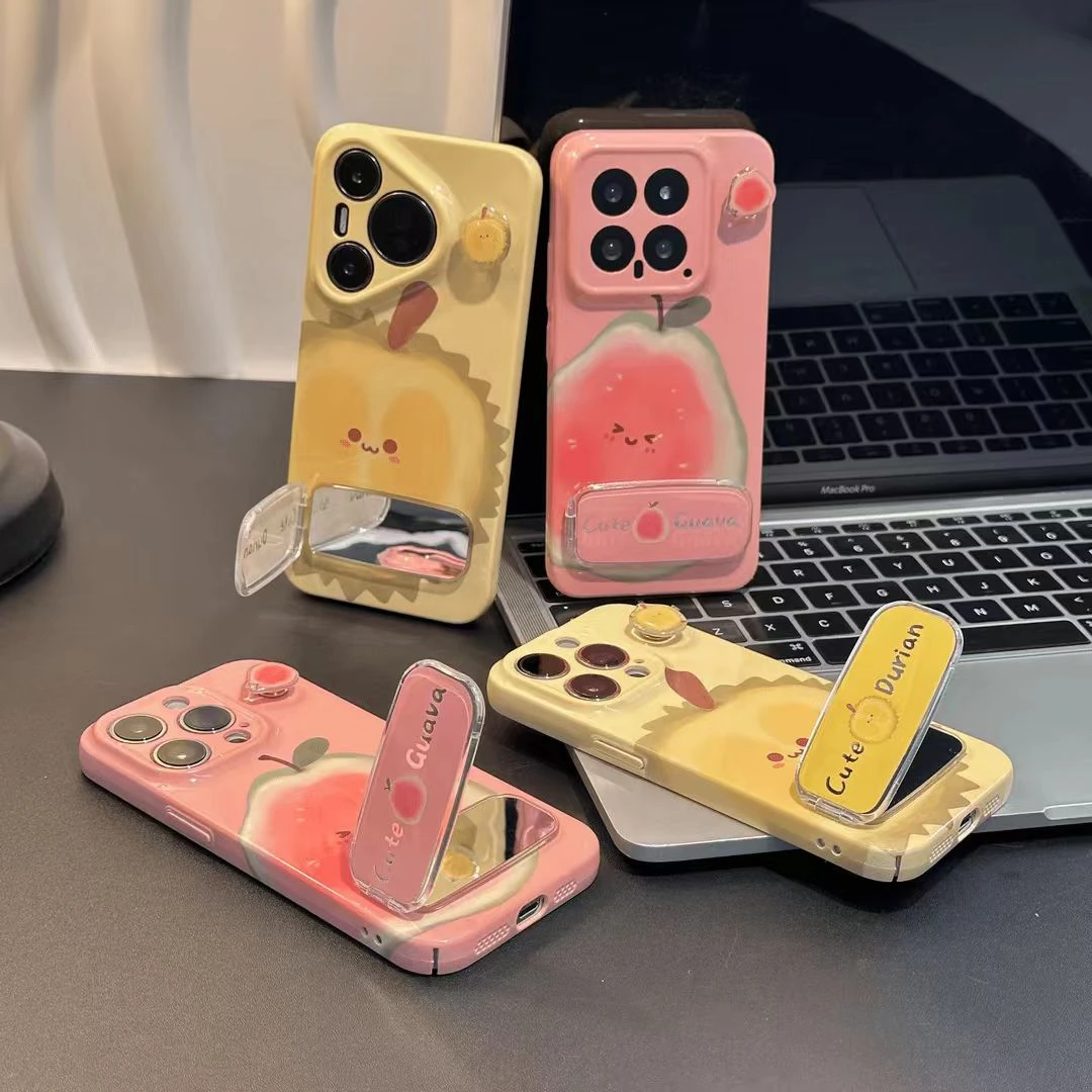 榴莲芭乐镜面支架适用苹果16菲林手机壳小米15vivo华为oppo立体女