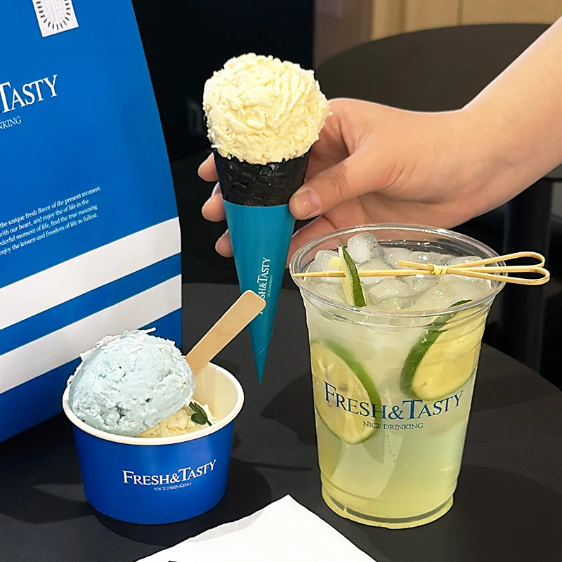 网红冰淇淋杯一次性纸碗gelato冰激凌球碗雪糕酸奶打包盒冰碗定制